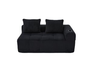 Canapé droit fixe <strong>MERAX</strong> <strong>canapé compressible</strong> 2 places Velours côtelé noir