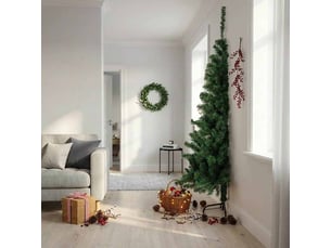 Sapin de noël artificiel, arbre de noël moitié avec support vert 240 cm pvc