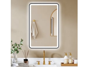 Miroir rectangulaire de salle de bain coloris noir <strong>DESMIU</strong>  <strong></strong> - 90 cm x 60 cm