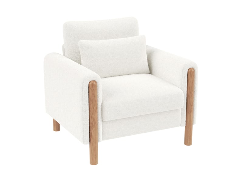  Fauteuil lounge modenvie 1 place en tissu teddy blanc 87 x 83 x 88,5 cm  - Conforama A