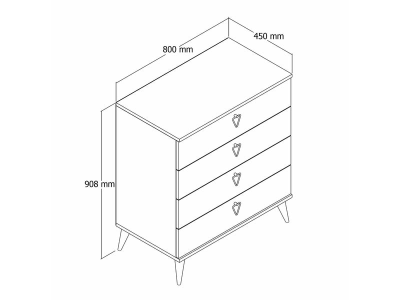  Commode paula, 4 tiroirs, 80x45x91h cm chêne marron Paula - Conforama C