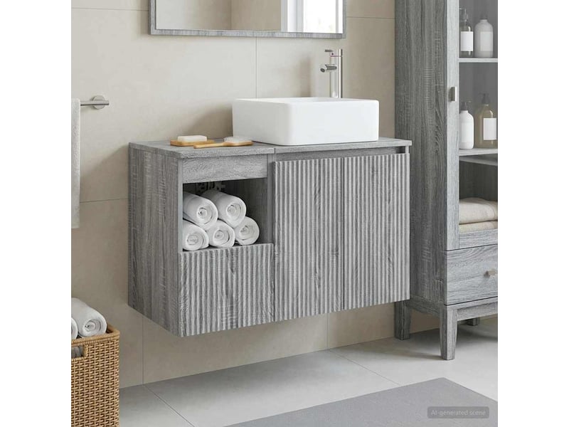  Ensemble de mobilier de salle de bain 2 pc sonoma gris cf64194  - Conforama B