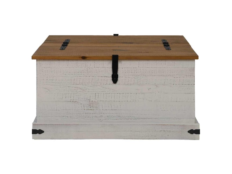  Coffre de rangement, boîte de rangement halden blanc 91x91x47 cm bois massif pin  - Conforama C