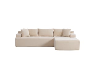 Canapé d'angle modulable 4 places avec méridienne en chenille beige