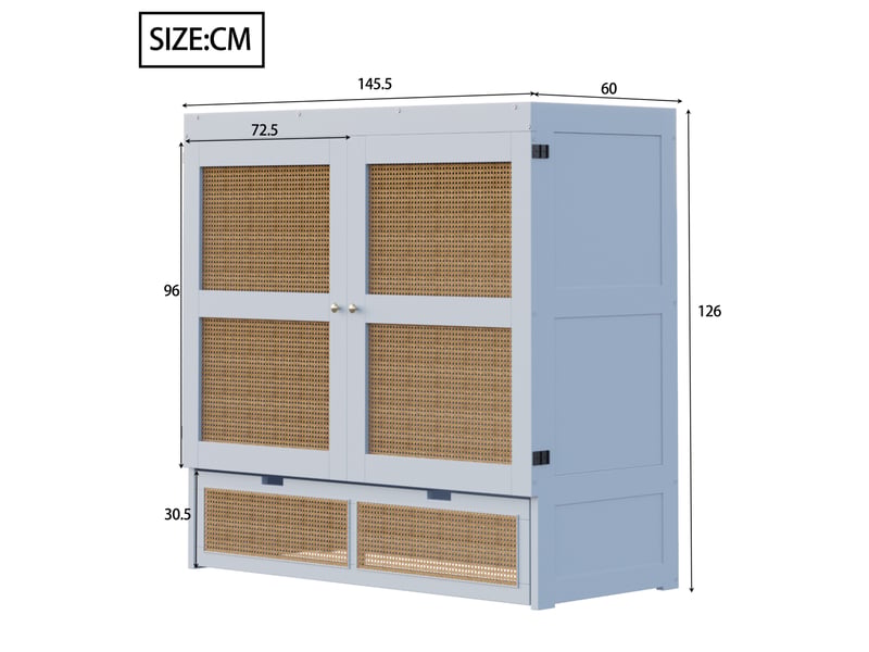  Lit escamotable vertical 140 x 200 cm, sommier à lattes et tiroirs de rangement, gris  - Conforama C