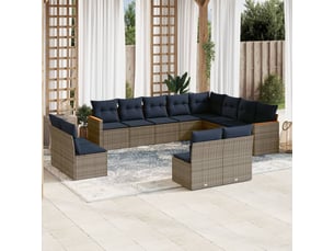 Vidaxl ensemble de canapé de jardin 12 pcs avec coussins gris résine tressée