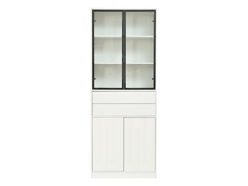  Vitrine led 70 x 34 x 180 cm avec portes vitrées et 2 tiroirs, meuble haut d’exposition et rangement moderne pour salon, cuisine ou bureau, blanc, pour usage quotidien à la maison OPULERANE TRADING LTD - Conforama A