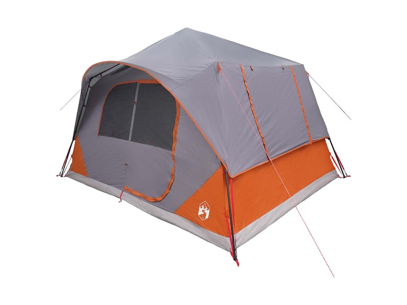  Tente instantanée, tente de camping 8 personne gris et orange polyester et acier  - Conforama C