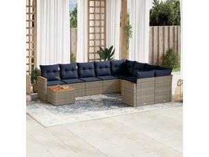 Vidaxl ensemble de canapé de jardin 10 pcs avec coussins gris résine tressée