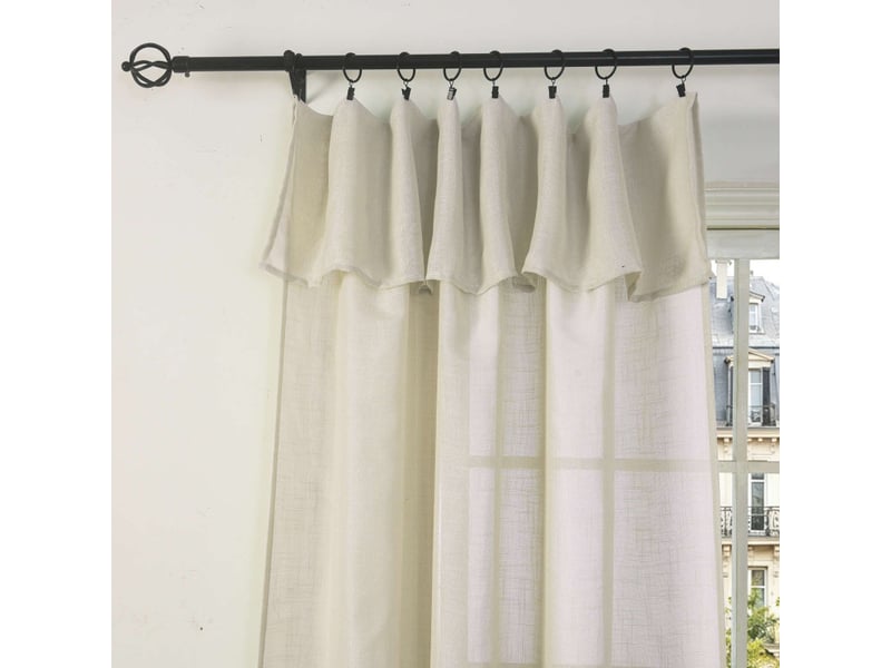 Lot de 2 voilages ajustables + 8 anneaux pince 140 x 270 cm evasion polyester effet lin - Conforama C