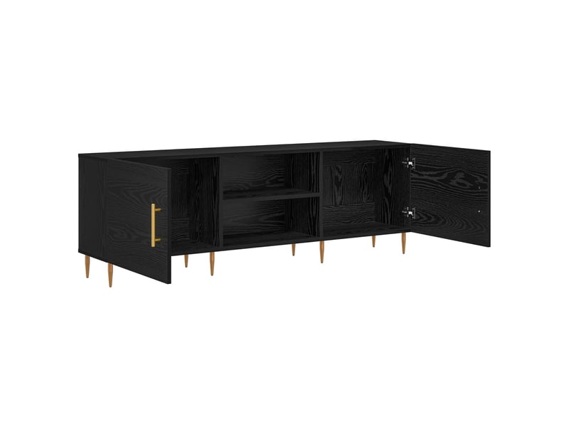 Meuble tv - banc tv - meuble de rangement 150 x 30 x 50 cm chêne noir bois d'ingénierie - Conforama E