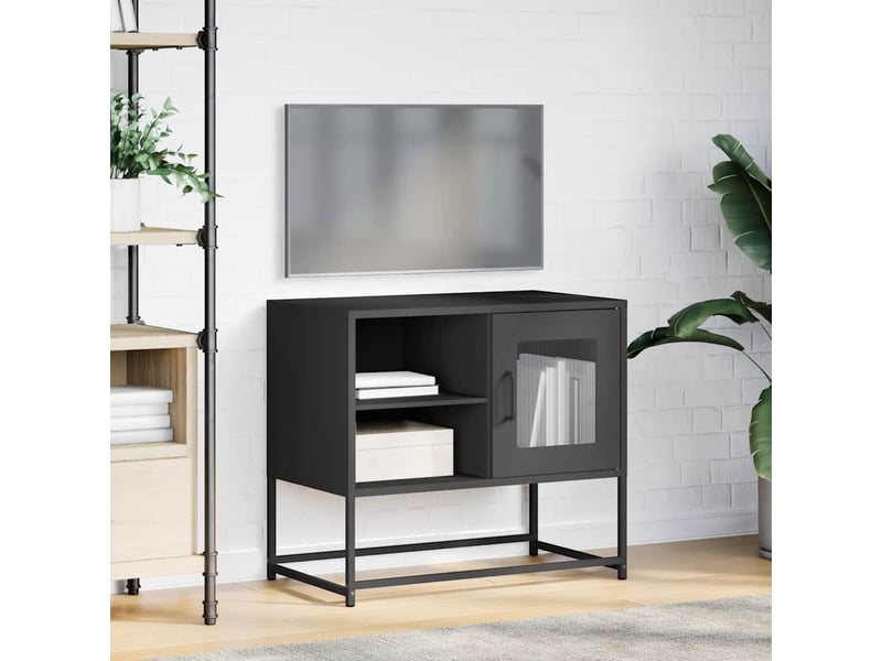  Meuble tv - banc tv - meuble de rangement noir 68x39x60,5 cm acier  - Conforama D