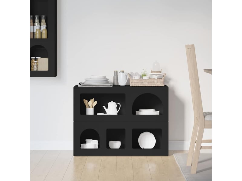  Buffet - bahut - meuble de rangement elst noir 80,5 x 35 x 59 cm bois d'ingénierie  - Conforama D