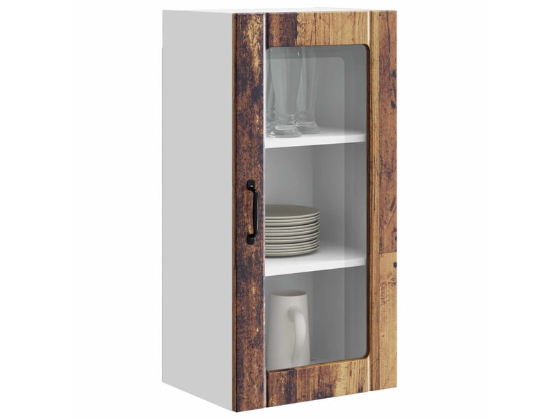 Cabinet en verre mural 2 pcs bois ancien bois d'ingénierie shl2212 - Conforama C