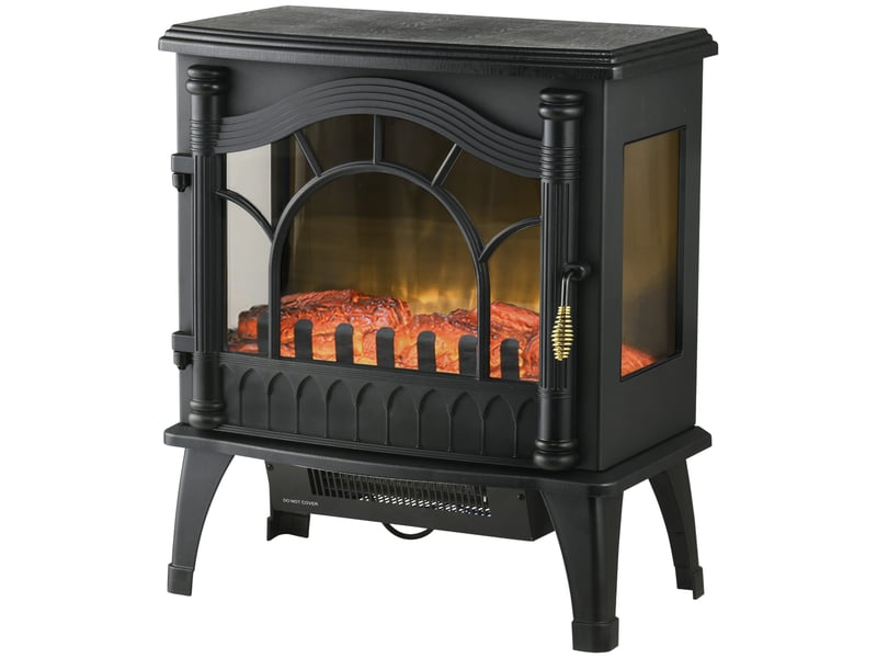  Cheminée électrique poêle style rétro thermostat 1000-2000w noir  - Conforama A