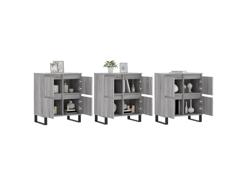  Buffets 3 pcs - bahut - meuble de rangement sonoma gris bois d'ingénierie  - Conforama C