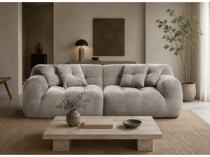 Canapé droit 3 places en velours texturé taupe tanina S351-3P-TAU - Conforama C