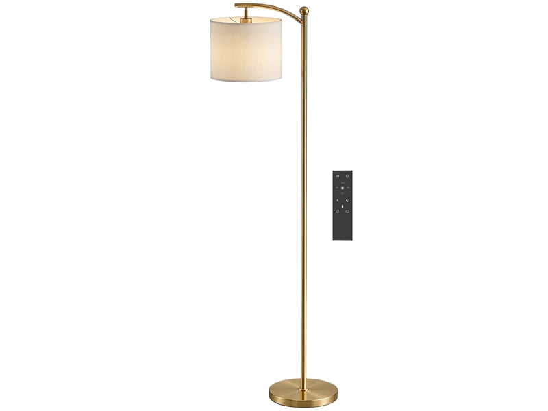  Lampadaire led, à intensité variable en continu par interrupteur au pied et minuterie, doré  - Conforama B