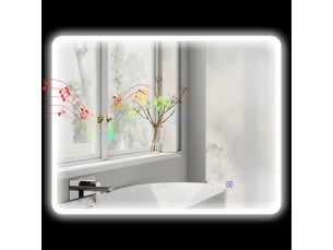 Miroir de salle de bain led bluetooth, miroir lumineux 70x90 cm avec fonction anti-buée, 3 couleurs réglables, interrupteur tactile et mémoire.
