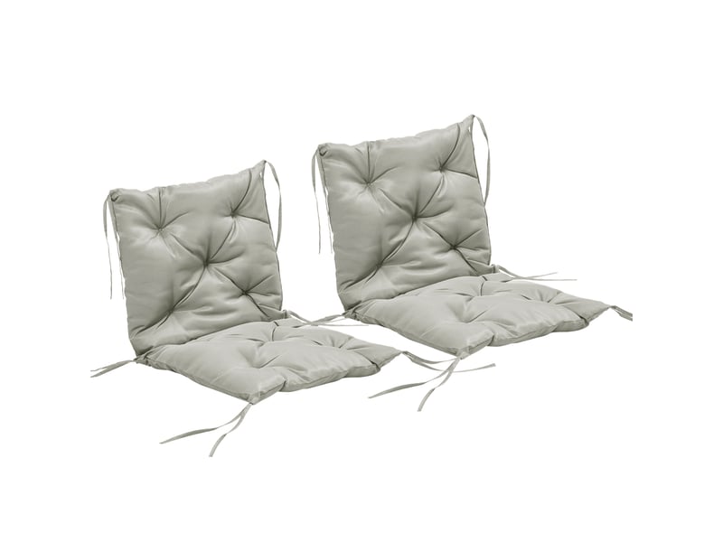  Lot de 2 coussins d'assise, 98 x 50 cm, avec attaches, revêtement en tissu, 8 cm d'épaisseur, gris clair  - Conforama A
