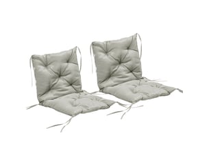 Lot de 2 coussins d'assise, 98 x 50 cm, avec attaches, revêtement en tissu, 8 cm d'épaisseur, gris clair