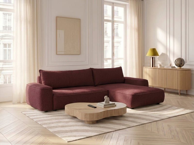  Bobochic canapé d'angle réversible convertible honore tissu chenille rouge HONORE - Conforama B