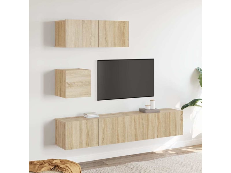 Ensemble de meubles tv 4 pcs chêne sonoma bois d'ingénierie shl63208  - Conforama B
