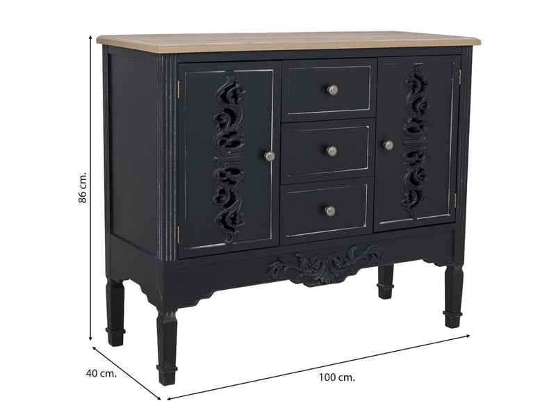  Buffet en bois noir 100x40x86 cm h  - Conforama C