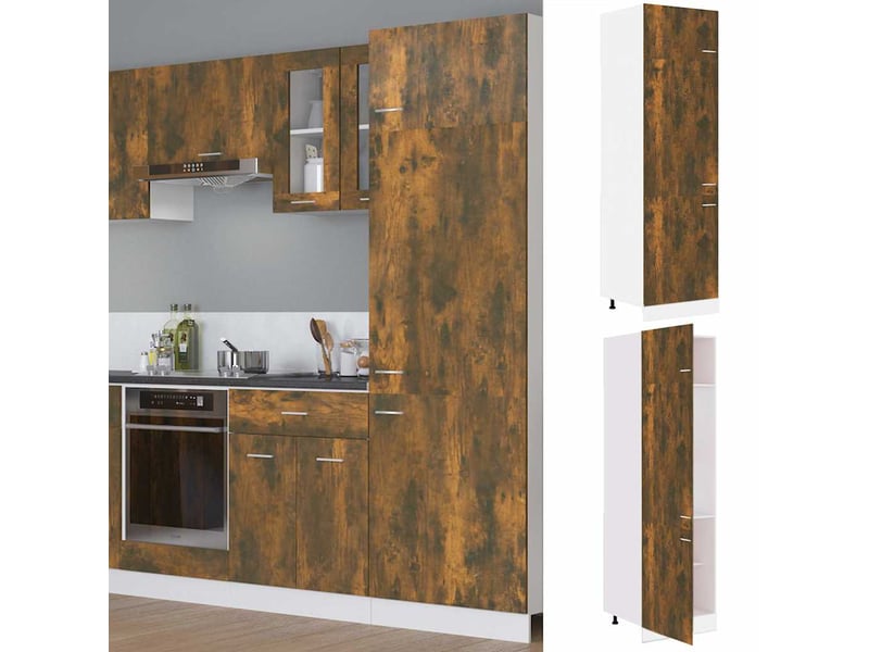 Armoire de cuisine, armoire réfrigérée lyon chêne fumé 60x57x207cm bois d'ingénierie  - Conforama B