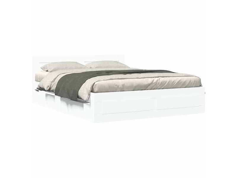Lit double- lit adulte - cadre de lit avec tiroir blanc 150 x 200 cm bois d'ingénierie - Conforama B