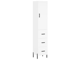 Buffet haut - bahut - meuble de rangement blanc 34,5x34x180 cm bois d'ingénierie