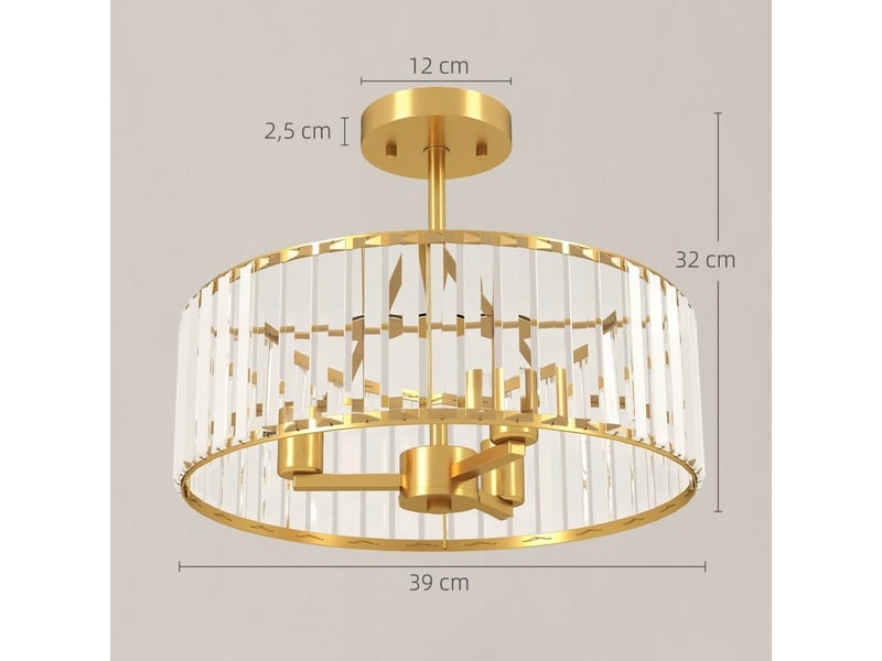 Plafonnier 39x32 cm 3 douilles e14 métal doré  - Conforama C
