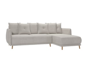 Canapé d'angle réversible convertible CASANOVA 3 places Tissu beige avec coffre de rangement