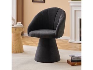 Fauteuil de table pivotant 360° 56x57x80cm - avec dossier rond ergonomique et base conique rembourrée - chenille - noir