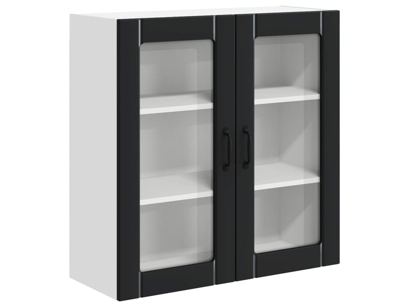 Meuble mural de cuisine, cabinet en verre mural noir 80x31x80cm shl3181 - Conforama A