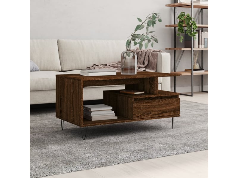  Table basse | table de salon chêne marron 90x49x45 cm bois d'ingénierie  - Conforama B