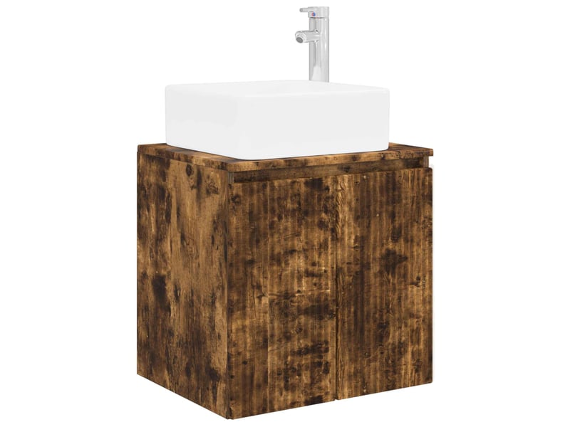 Vanité de lavabo mural, meuble de rangement chêne fumé 49.5x41x63 cm shl9406 - Conforama A