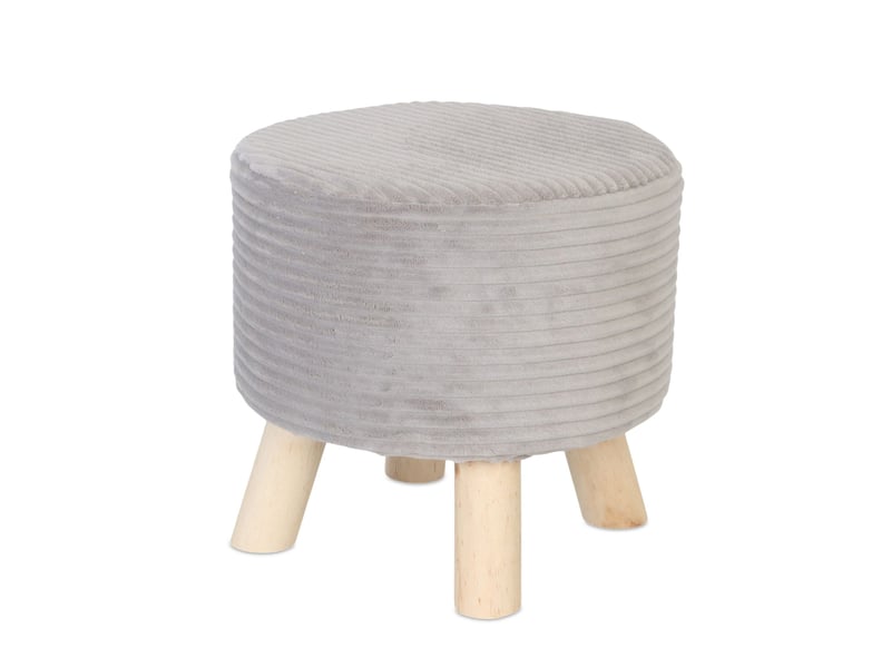  Tabouret d'appoint rond en velours côtelé confortable 30 x 30 cm style moderne salon en velours gris 13_0017695  - Conforama A