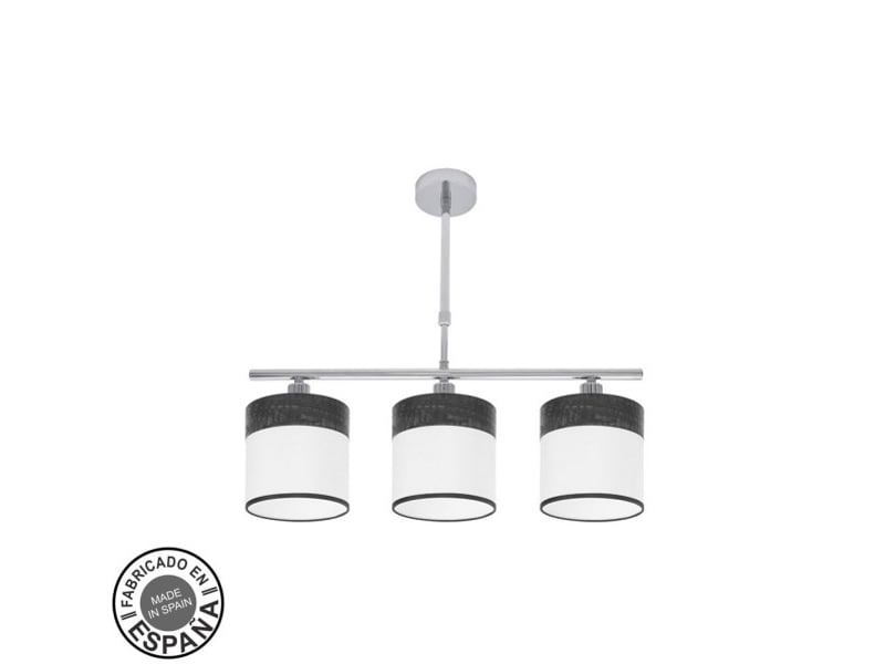  Lampe de plafond fabrilamp cloe chromeblanc-bois noir 3 x e14 hauteur réglable 44-61 cm 55x14 cm 175453009 - Conforama A