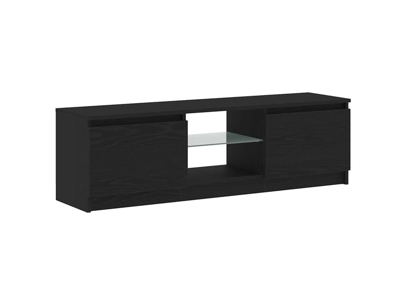  Meuble tv - banc tv - meuble de rangement avec éclairage led en chêne noir 120 x 30 x 36 cm bois d'ingénierie  - Conforama C