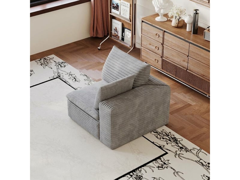Fauteuil 1 place gris en velours côtelé 90x90x60 cm - Conforama C