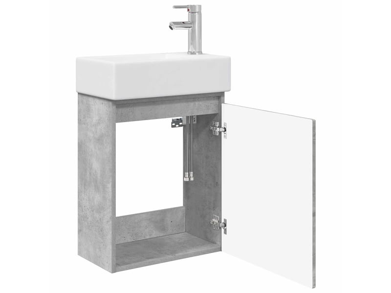 Meuble de rangement salle de bain avec robinet gris béton shl5799 - Conforama D