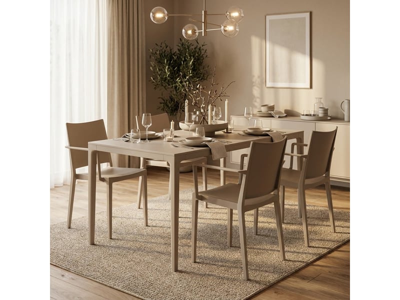  Lot de 2 chaises avec accoudoirs intérieur et extérieur vigo - beige  - Conforama B