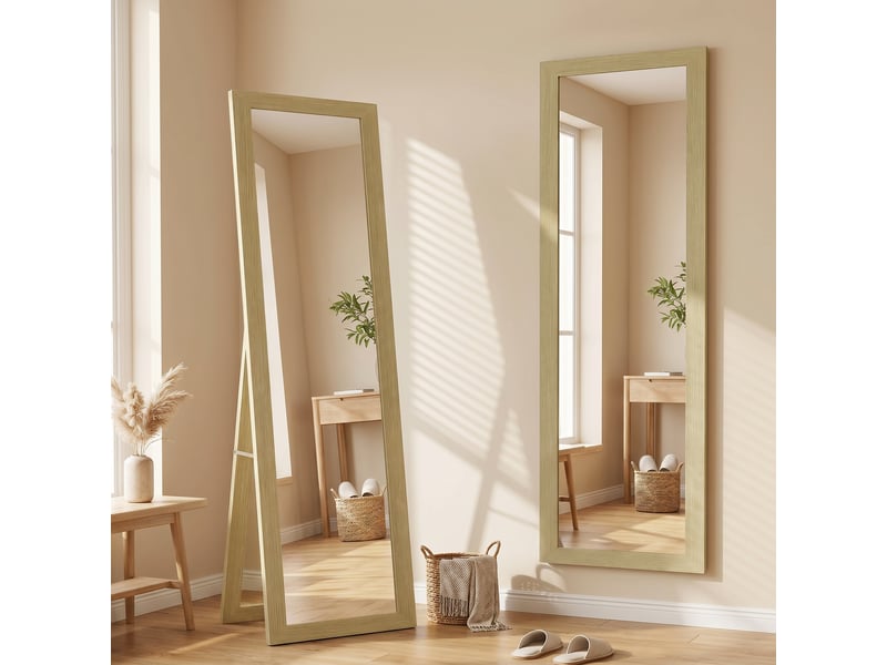  Miroir sur pied 157 x 37 cm avec cadre en mdf, miroir incliné ou mural en chêne  - Conforama C