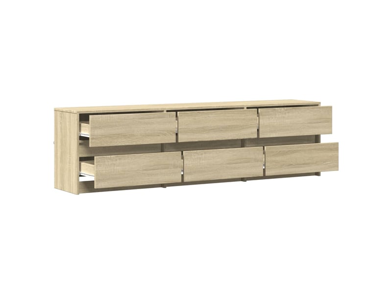  Meuble tv - banc tv - meuble de rangement avec led chêne sonoma 180x34x50 cm bois d'ingénierie  - Conforama D