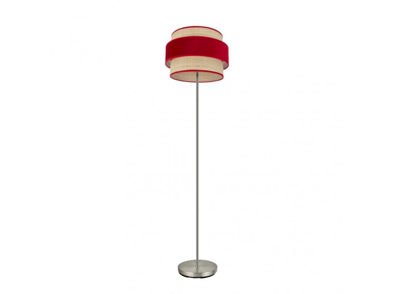  Fabrilamp reyes lampadaire textile naturel et rouge, 1 x e27, h 160 cm, ø 40 cm 177441007 - Conforama A