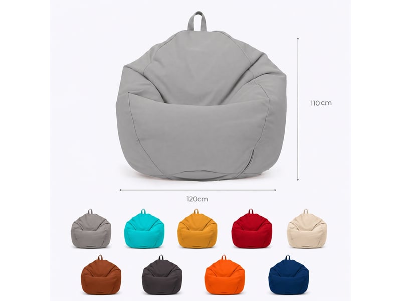 Pouf poire xl 110x120 gris galet - déhoussable & imperméable (garni billes) - Conforama E