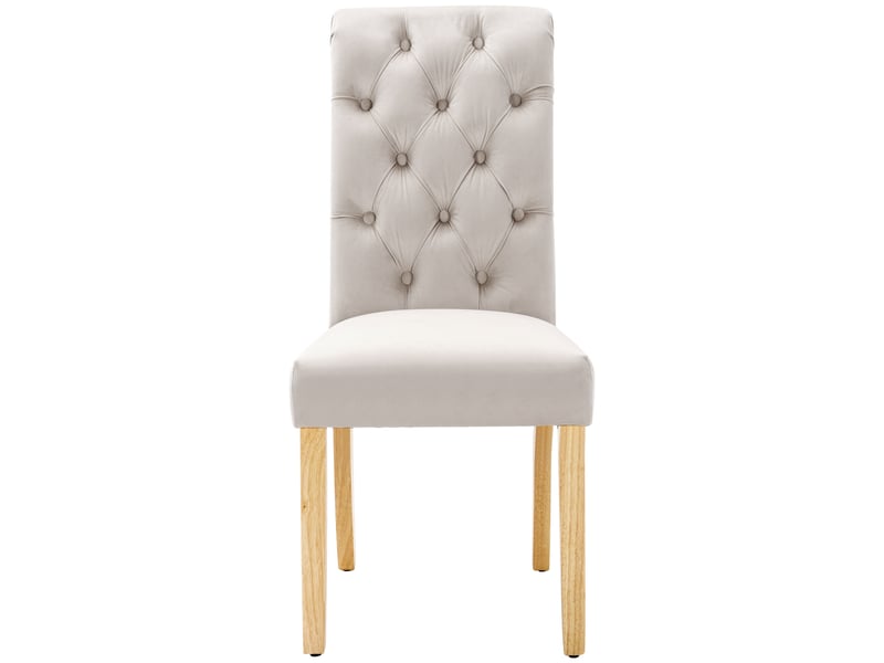  Lot de 2 chaises de salle à manger,43x63x100 cm,velours,beige  - Conforama D