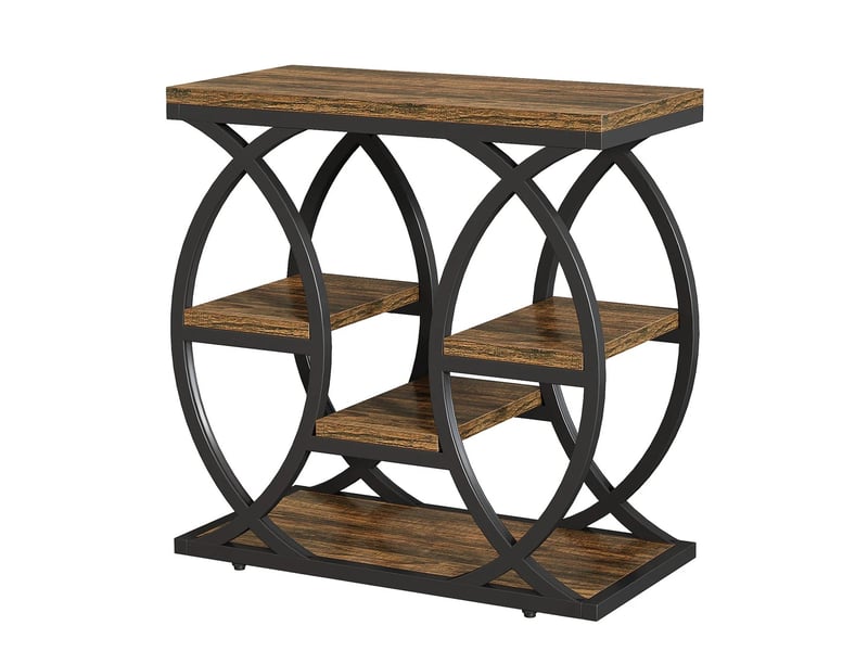  Table d'appoint avec étagères en mdf et métal marron et noir 60x30x60 cm  - Conforama A