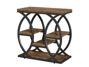 Table d'appoint avec étagères en mdf et métal marron et noir 60x30x60 cm